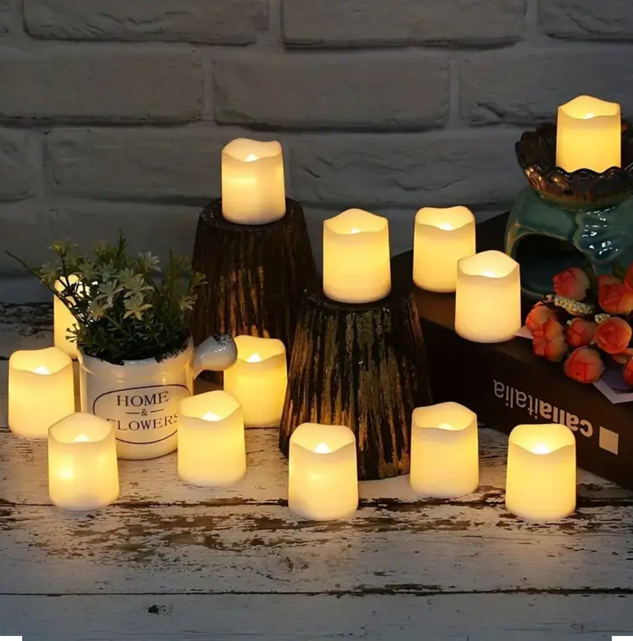LED Flameless Flickering Candles – Battery Operated Warm White (Pack of 12)