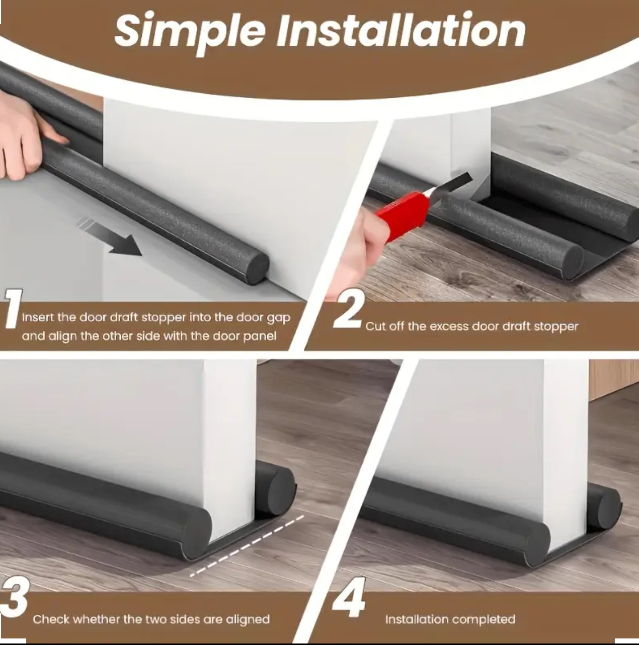 Under Door Draught Excluder – Twin Foam Draft Stopper (Pack of 3) - Image 3
