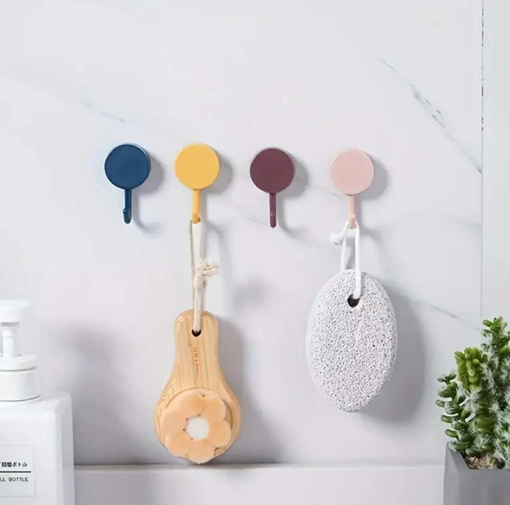 Self-Adhesive Wall Hooks – Colourful Round Hooks (Pack of 12)