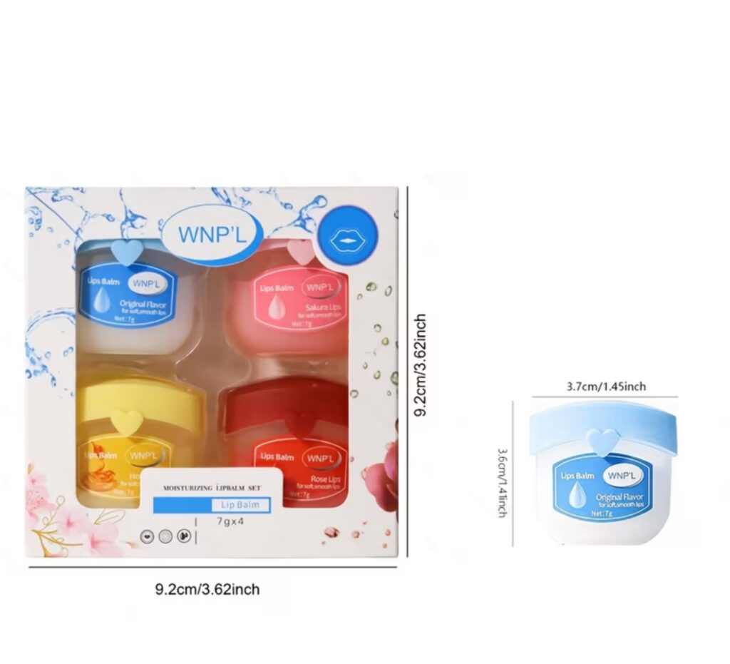 Lip Balm Gift Set, 4 Fruit Flavour, Colourless Long-Lasting
