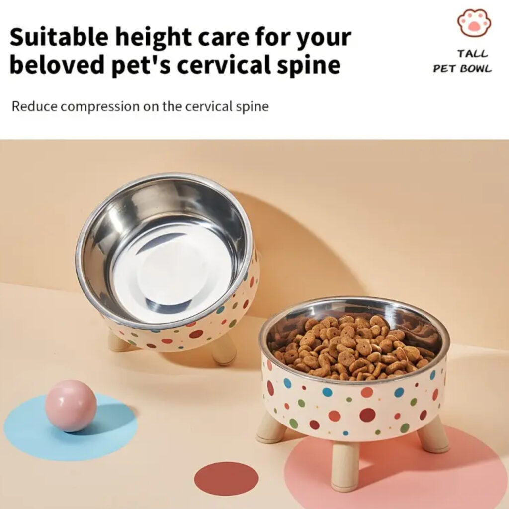 Raised Dual Pet Bowl Set – Stainless Steel Food & Water Bowls
