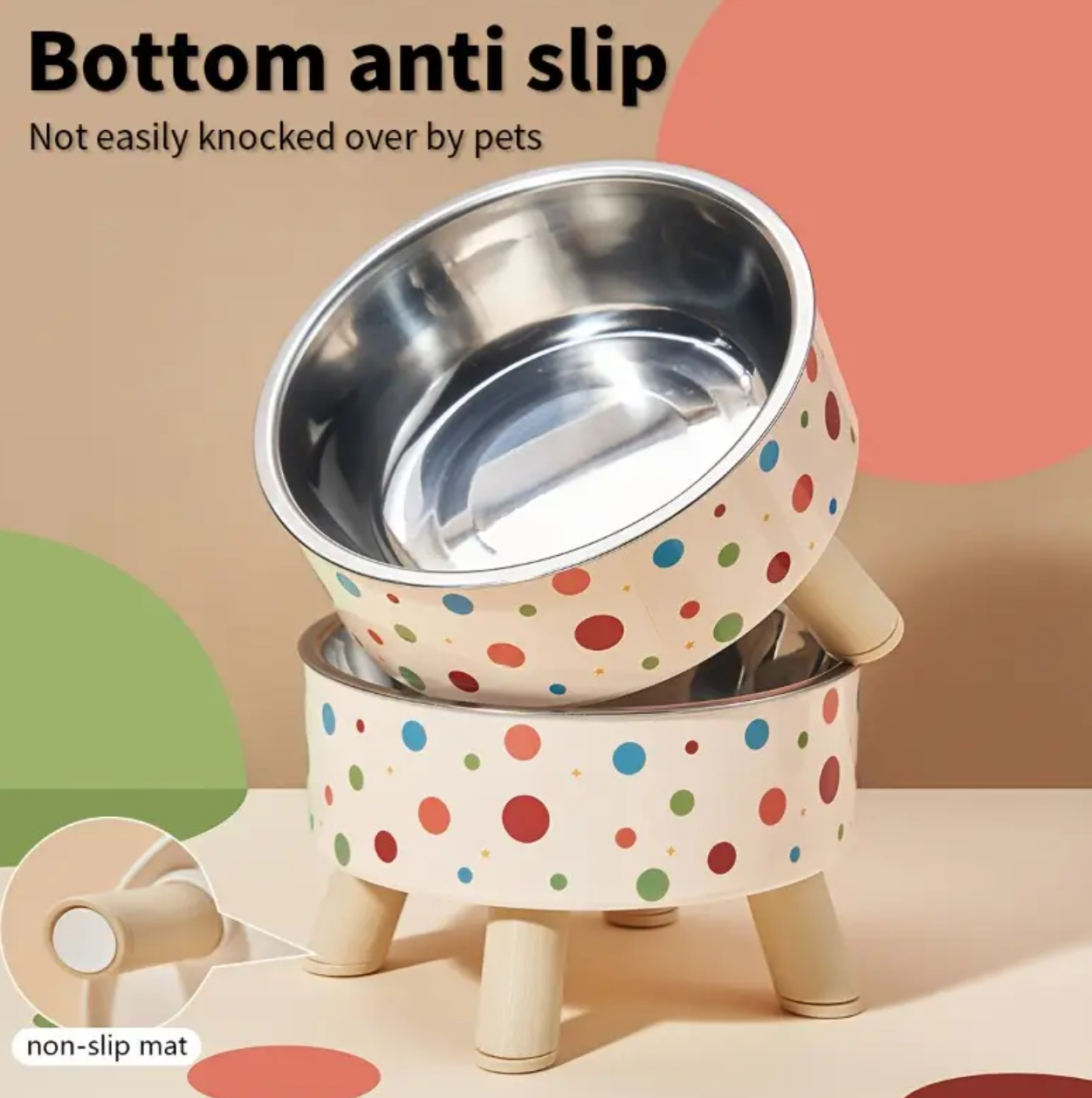 Raised Dual Pet Bowl Set – Stainless Steel Food & Water Bowls - Image 2