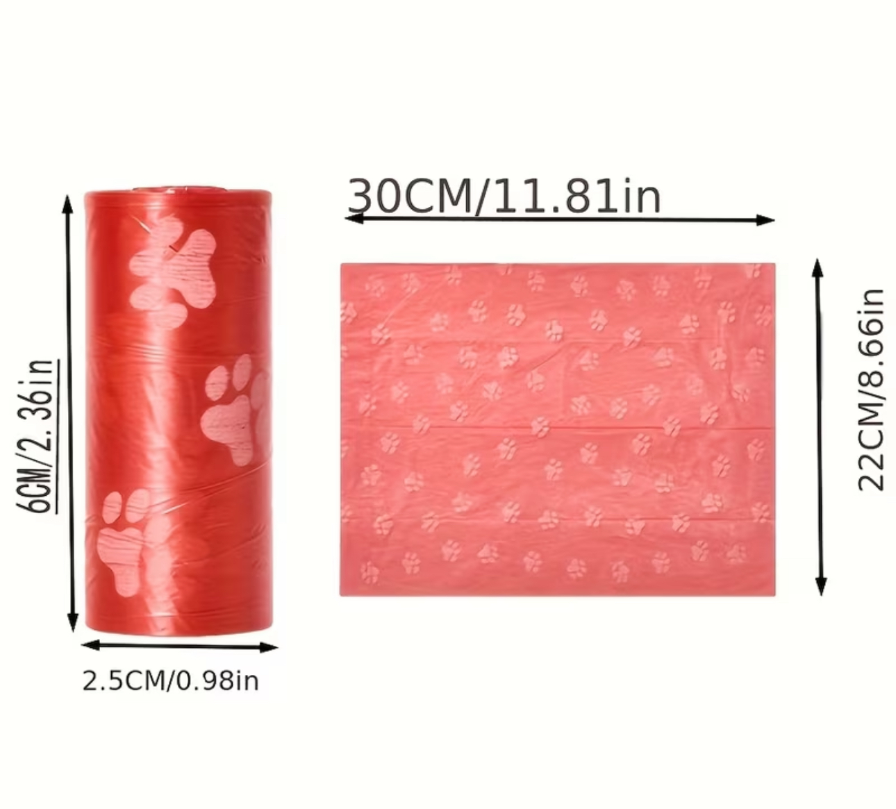 Dog Poo Bags – Paw Print Design (5 Rolls / 75 Bags) - Image 2