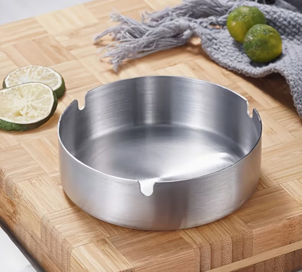 Stainless Steel Ashtray – Round Brushed Finish