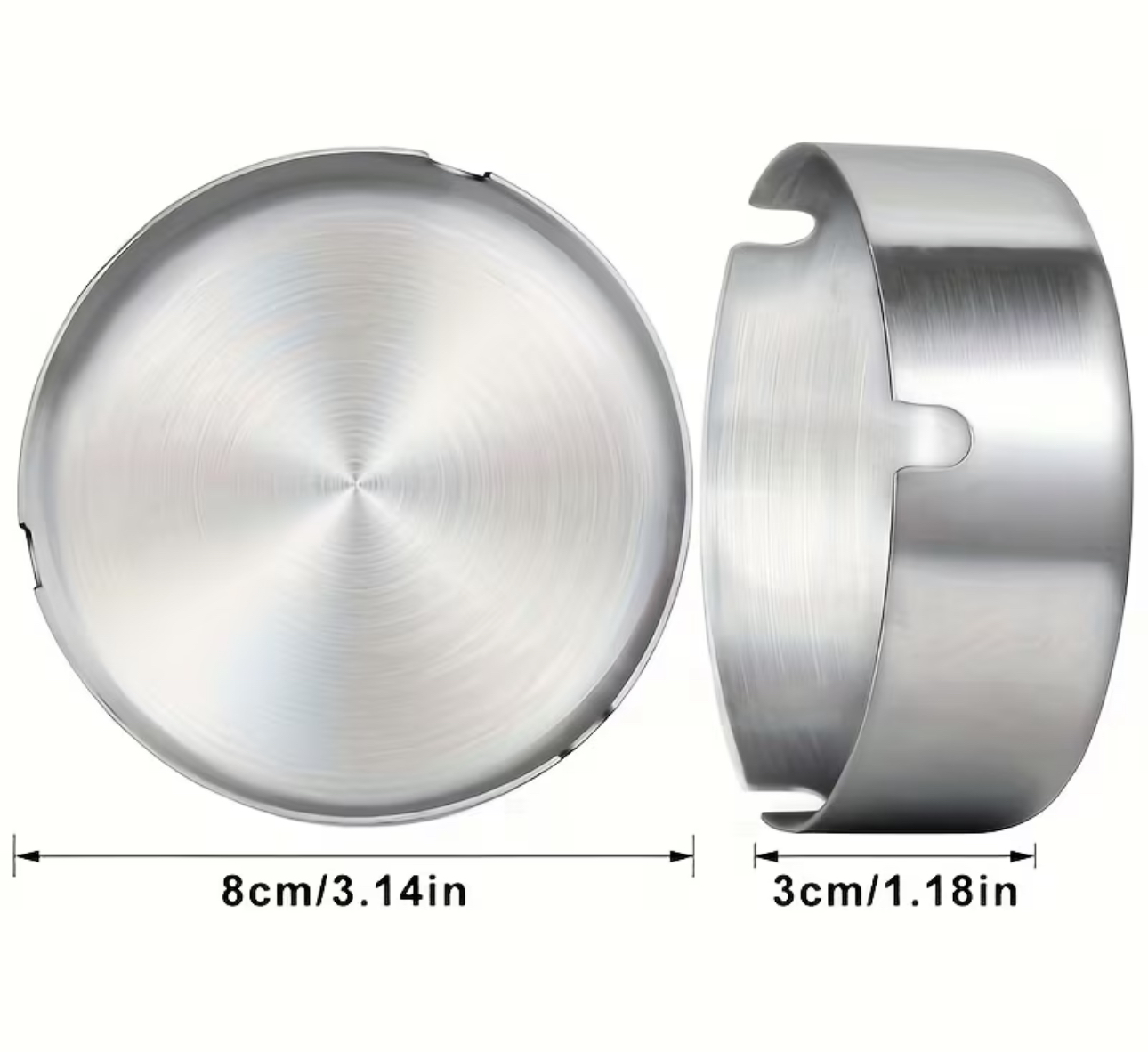 Stainless Steel Ashtray – Round Brushed Finish - Image 2