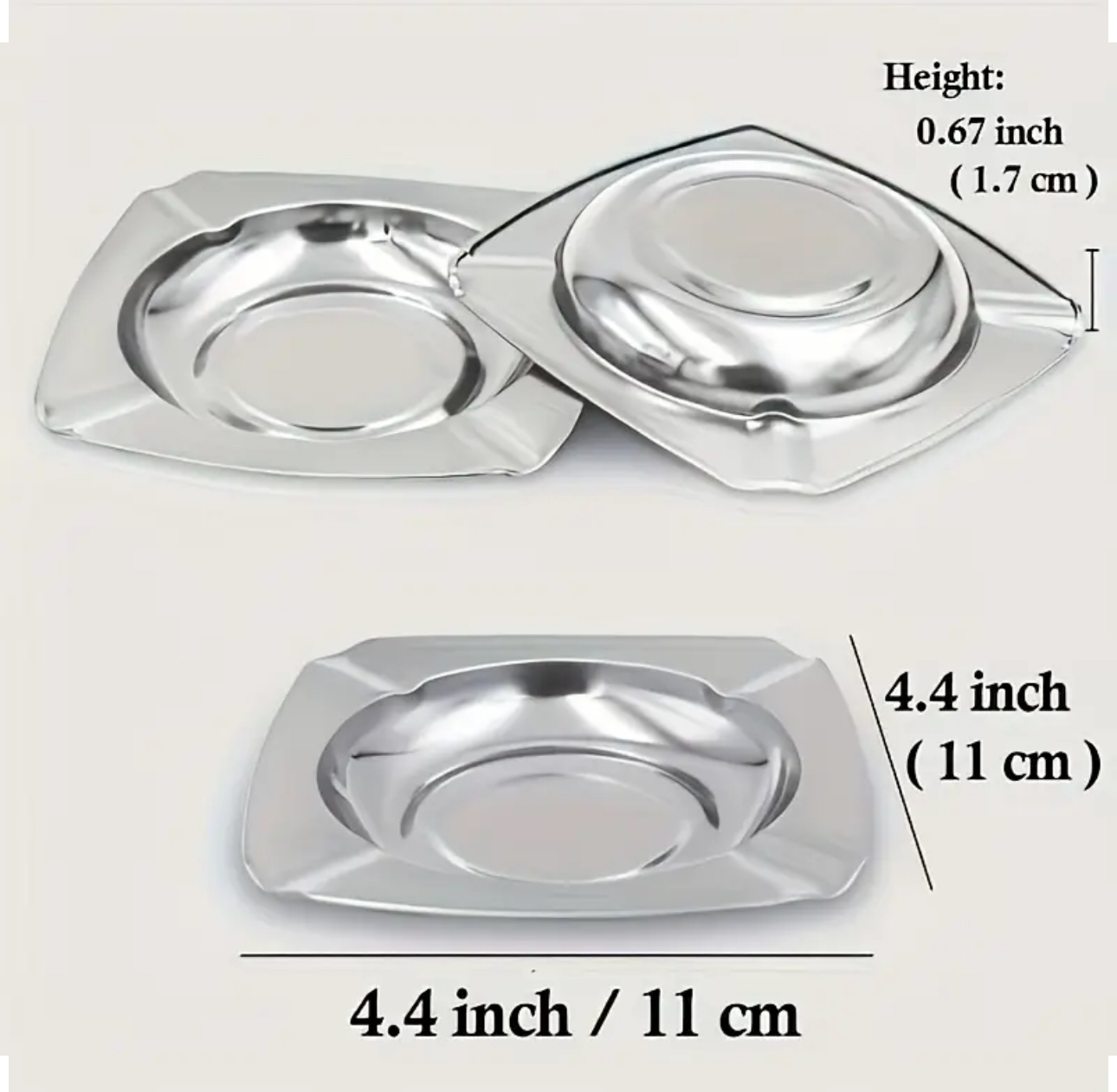 Stainless Steel Ashtray – Wide Rim Design - Image 2