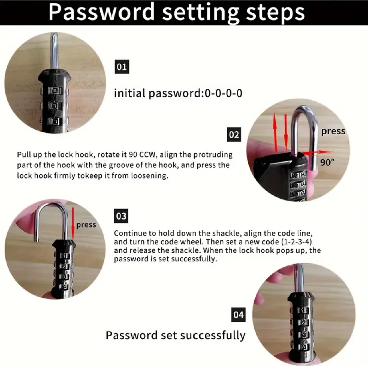 4-Digit Combination Padlock – Resettable Code Lock (Set of 2) - Image 3