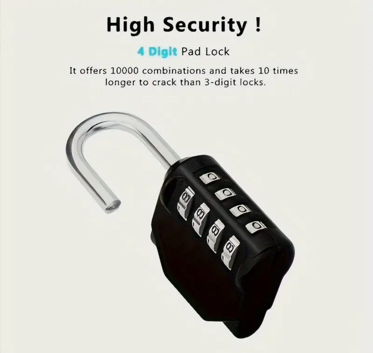 4-Digit Combination Padlock – Resettable Code Lock (Set of 2) - Image 5