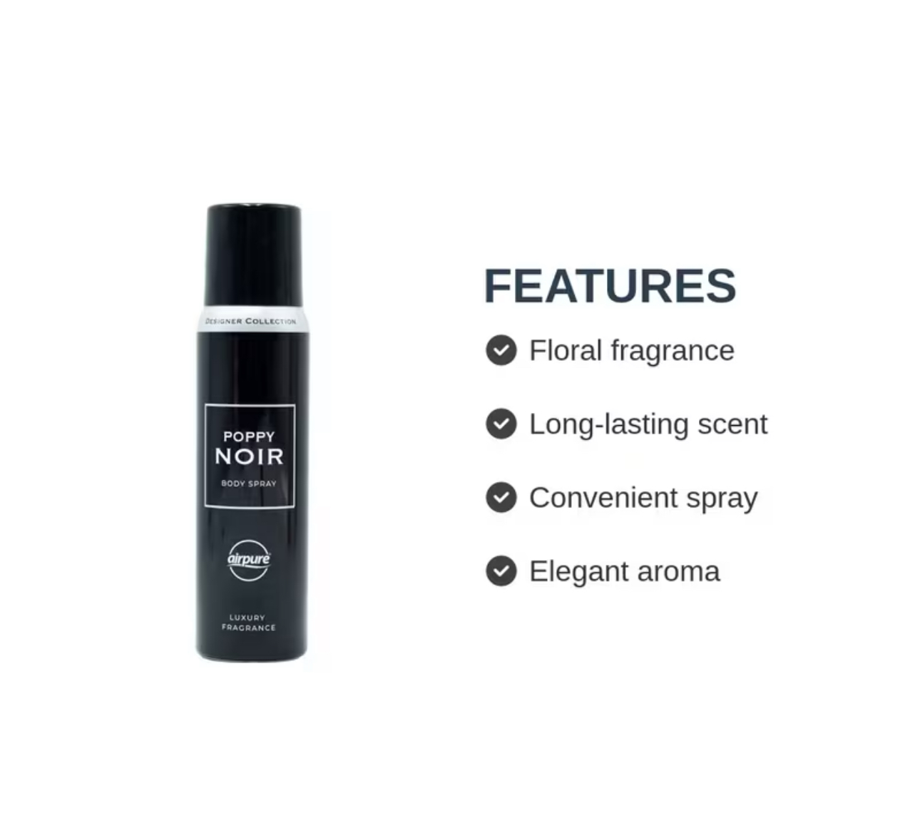 Airpure Poppy Noir Body Spray for Women – Luxury Fragrance (100ml) - Image 3