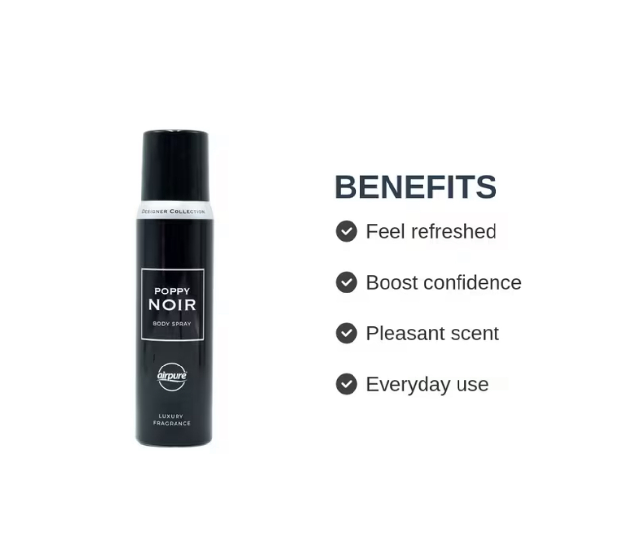 Airpure Poppy Noir Body Spray for Women – Luxury Fragrance (100ml) - Image 4