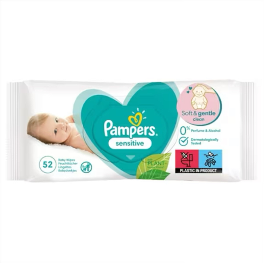 Pampers Sensitive Baby Wipes (52 Wipes)
