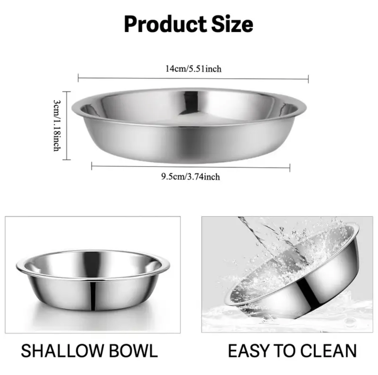 Stainless Steel Pet Feeding Bowls – Set of 2 - Image 3