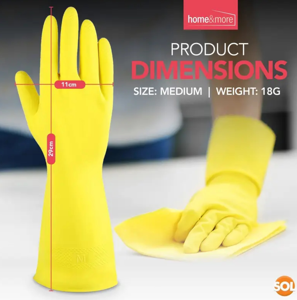 Buzz Medium Household Rubber Gloves – (4 Pairs Pack) - Image 3