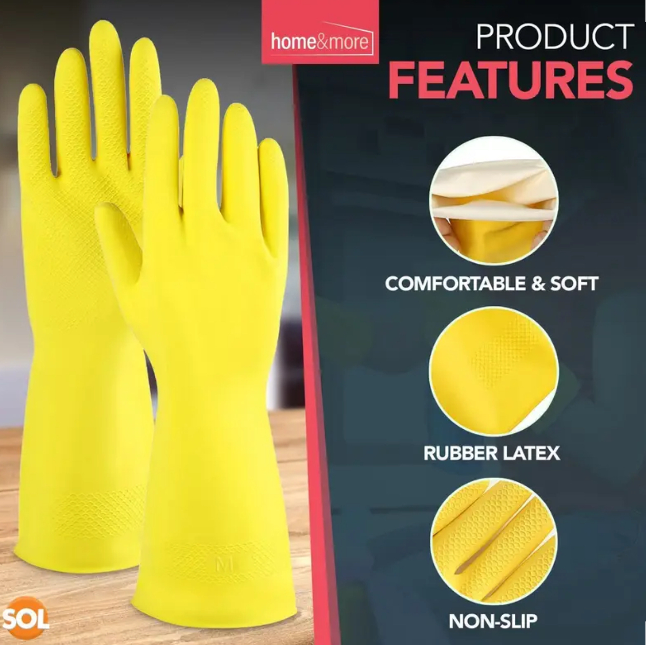Buzz Medium Household Rubber Gloves – (4 Pairs Pack) - Image 2