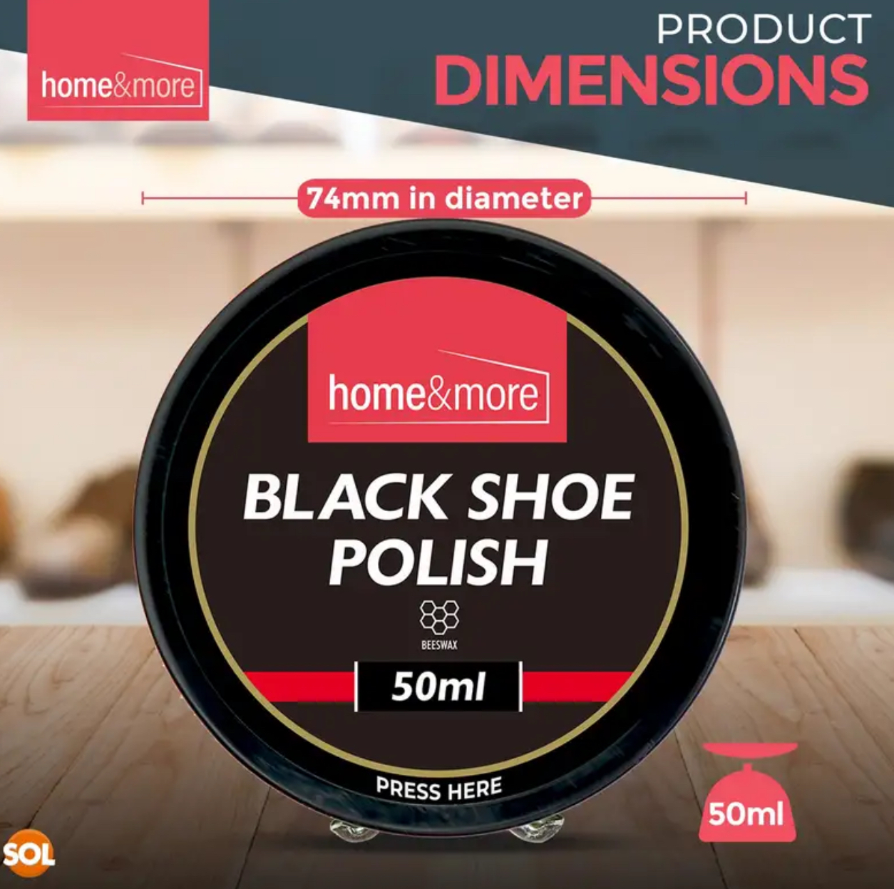 Home & More Black Shoe Polish (50ml) - Image 2