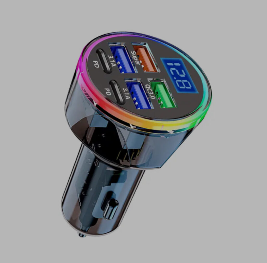 Dual USB Fast Car Charger with LED Voltage Display